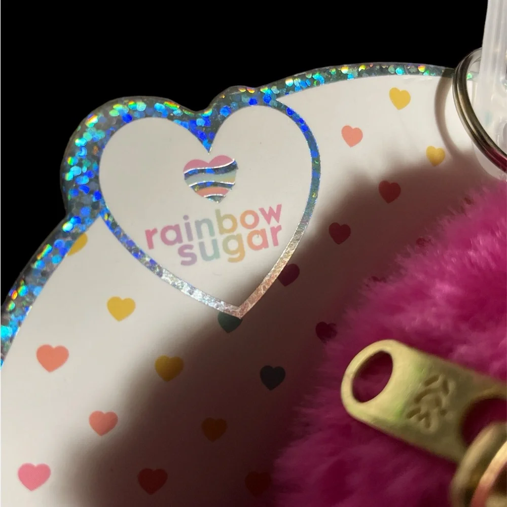 Rainbow Sugar girls fuzzy keychain and 2 sets of ponytail holders NEW - Picture 2 of 6
